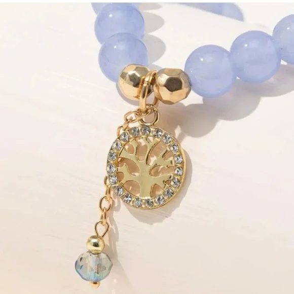 New Anthropologie Tree of Life Rhinestone Beaded Bracelet - Picture 2 of 3